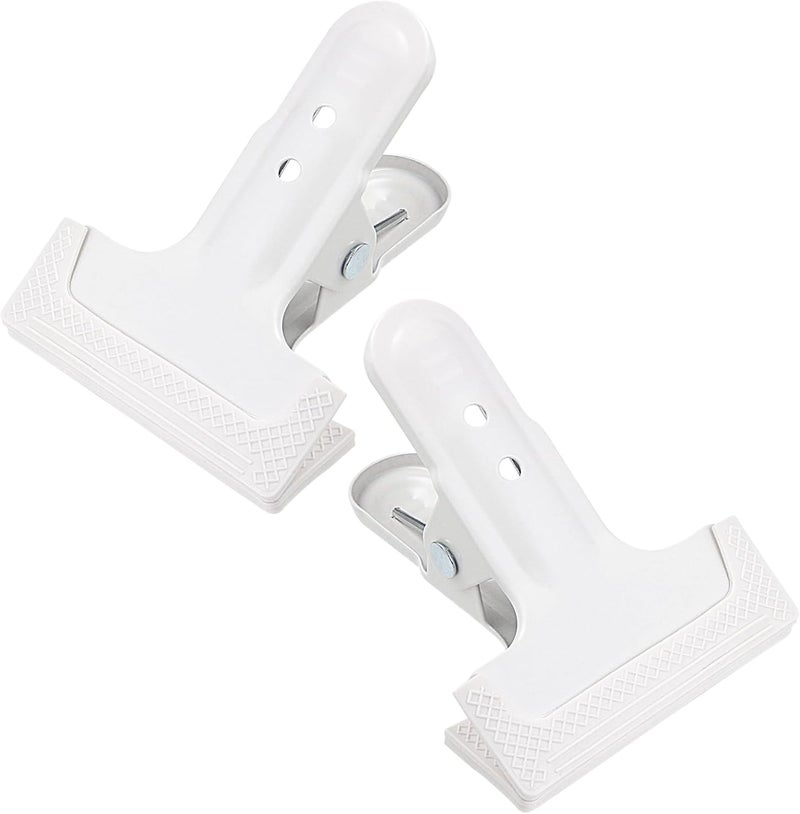 YRMJ 2 Pack 4-1/4" Heavy Duty Spring Clamps Clips, White Metal Rubber Hinge Clip File Clamps for Photography Background Stands, Home Improvement Projects (2.17" Opening) - Image 1